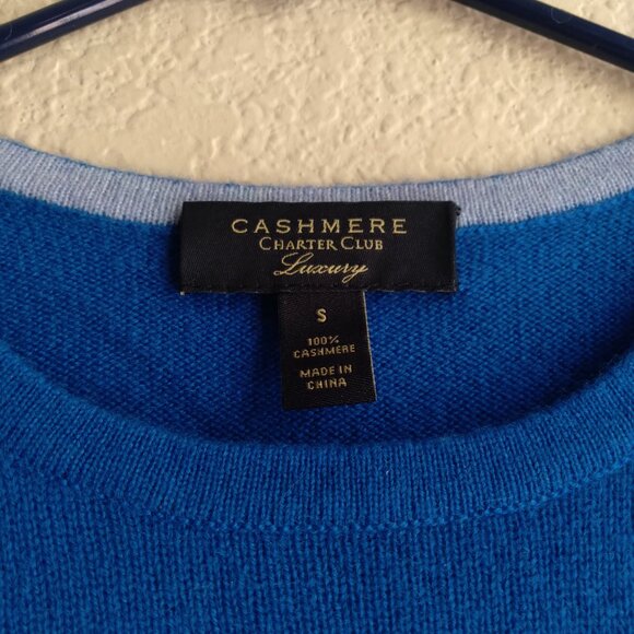 Charter Club Blue 100% Cashmere Long Sleeve Sweater - Picture 3 of 4